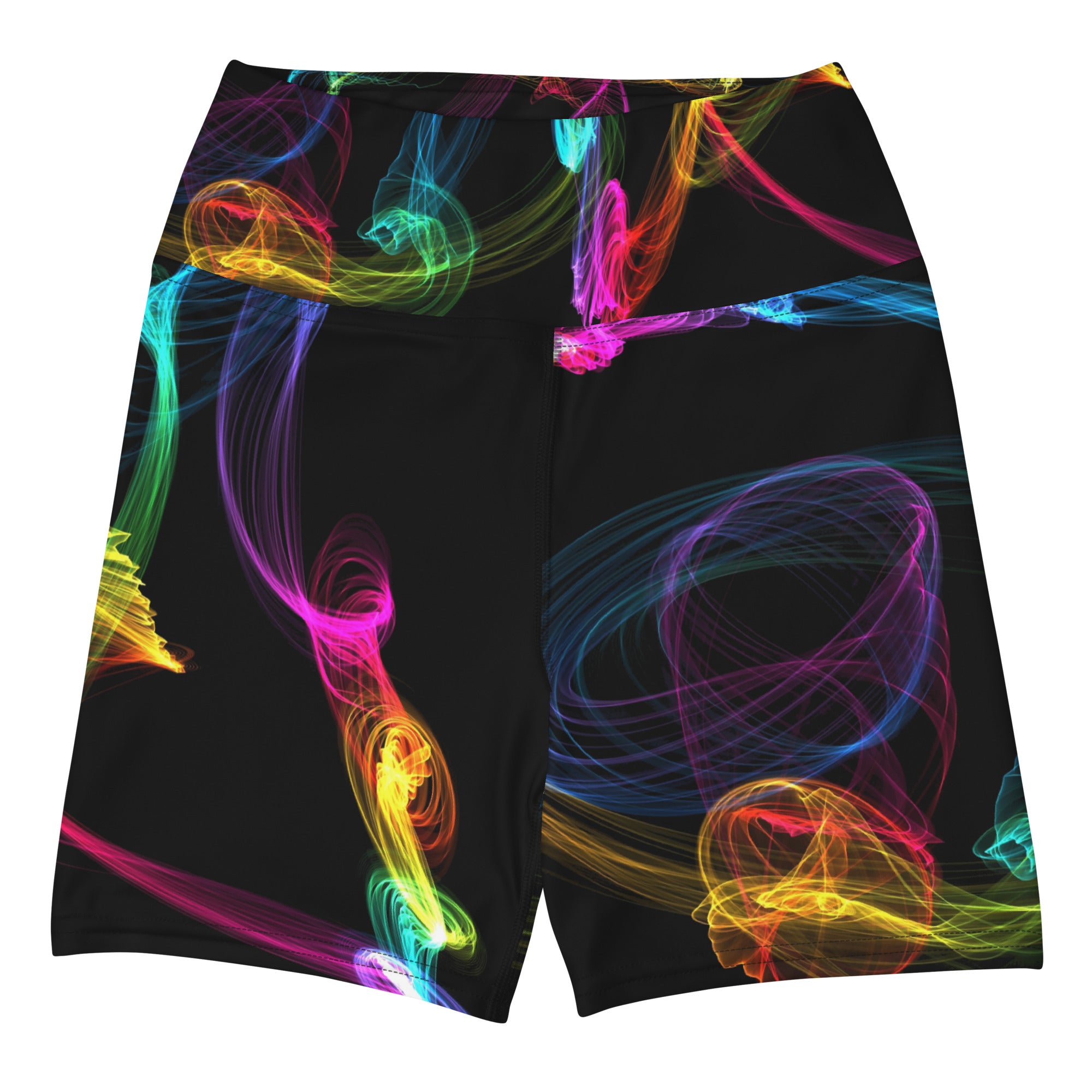 Running Shorts for girls. Women's Black Gym Shorts. "Strobes" Workout Shorts. WickedYo.